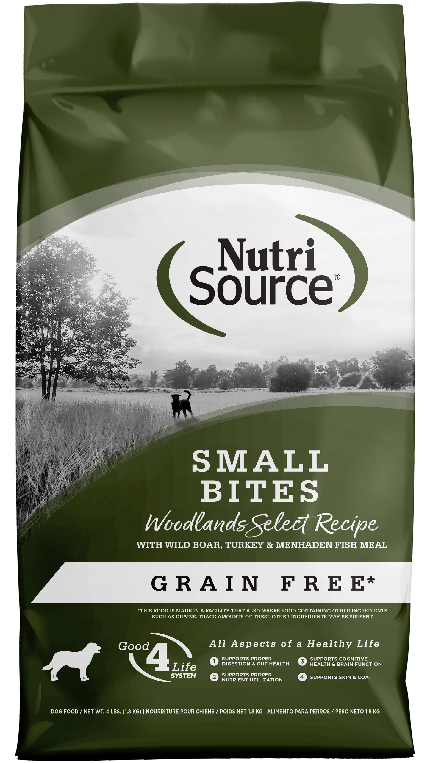 NutriSource Select Recipe Small Bites Grain Free Dry Dog Food Woodlands Select 4 lb 073893299899
