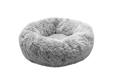 Fur Haven Pet Products Calming Cuddler Long Fur Donut Pet Bed Mist Gray Small 842229126600