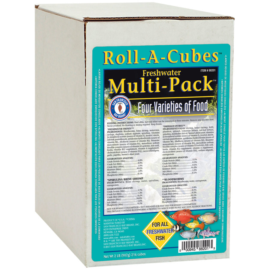 San Francisco Bay Brand Freshwater Multipack Roll-A-Cubes Frozen Fish Food 2 lb SD-5
