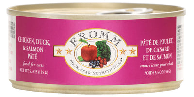 Fromm Four-Star Chicken, Duck & Salmon Pate Canned Cat Food 5.5 oz