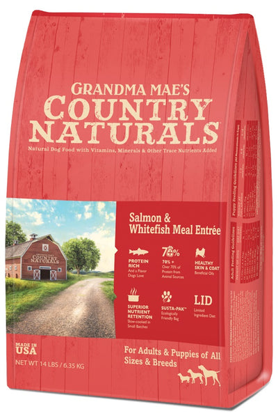 Grandma Mae's Country Naturals Dry Dog Food Salmon & Whitefish Meal 12 lb 850042318553