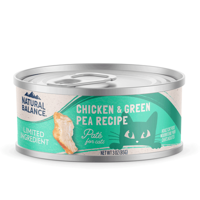 Natural Balance Pet Foods Limited Ingredient Pate Canned Cat Food Chicken & Green Pea 24ea/3 oz 723633006712