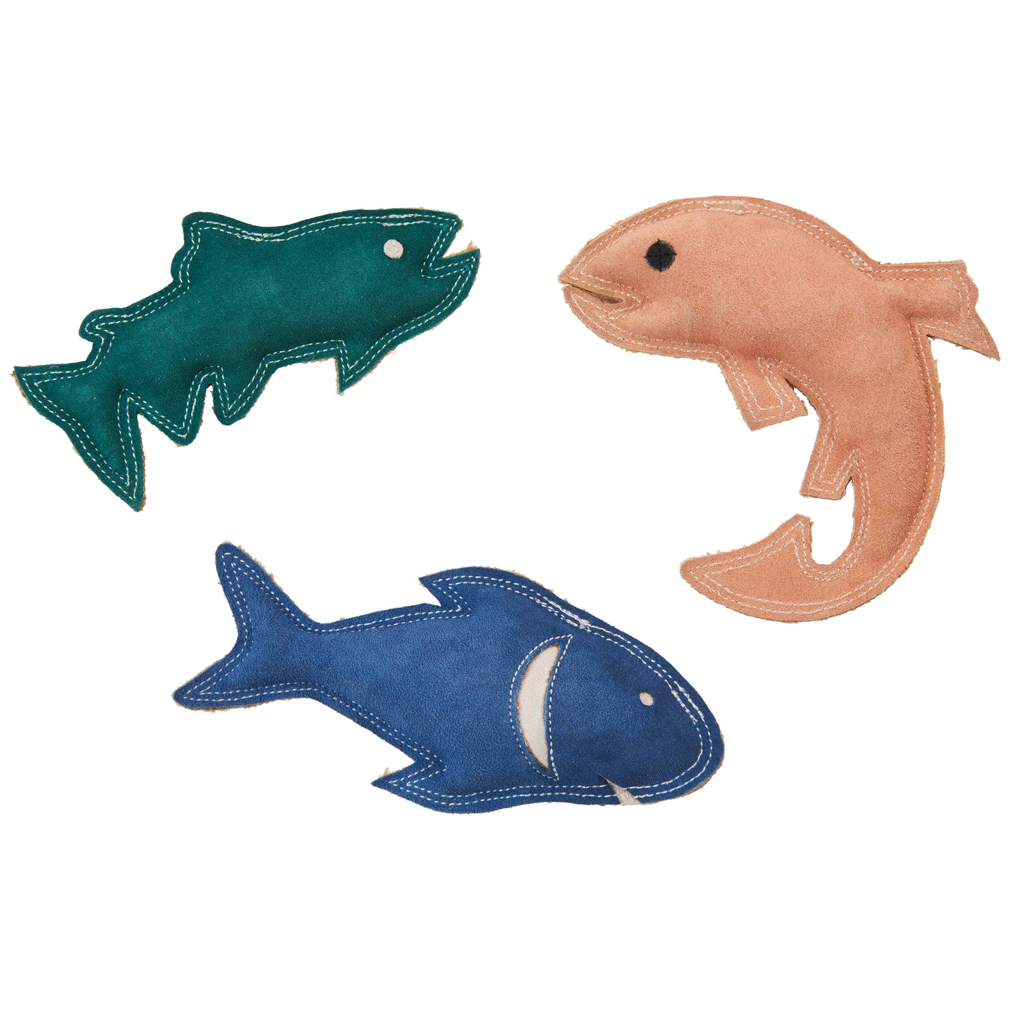 Spot Dura-fuse Leather Fish Dog Toy Assorted Color 7 in 077234548042