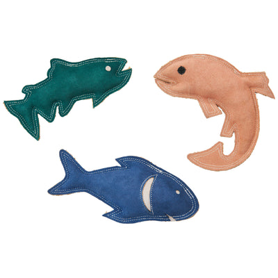 Spot Dura-fuse Leather Fish Dog Toy Assorted Color 7 in 077234548042
