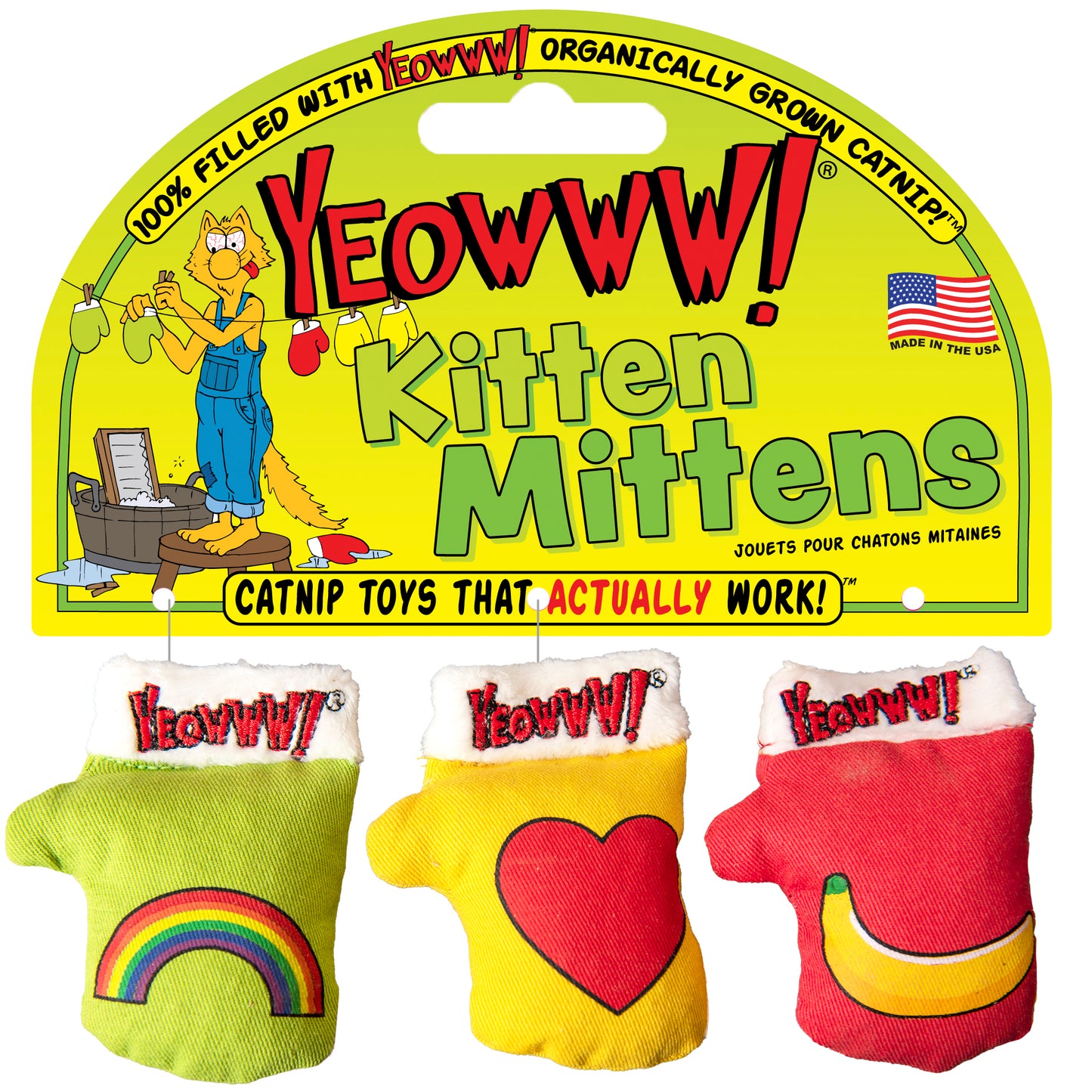 Yeowww! Kitten Mittens Catnip Cat Toys 3 pk 812402004377