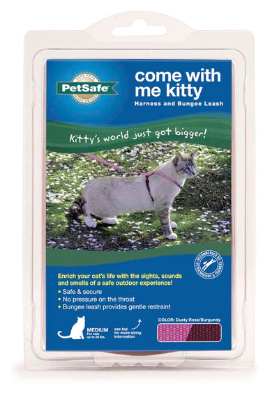 PetSafe Premier Come With Me Kitty Harness & Bungee Leash Combo Dusty Rose/Burgundy Large 759023085340