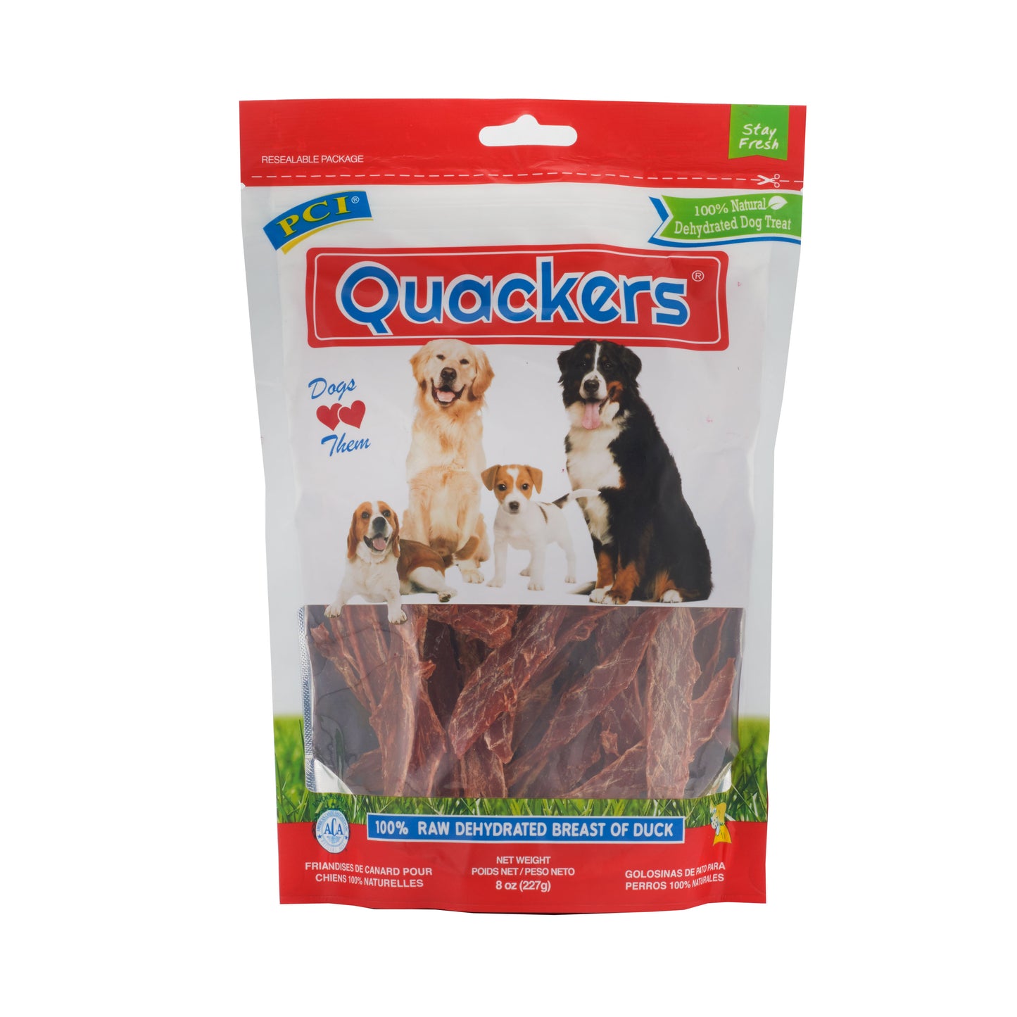 Pet Center Quackers Dog Treat Duck Breast 8 oz 727348332487