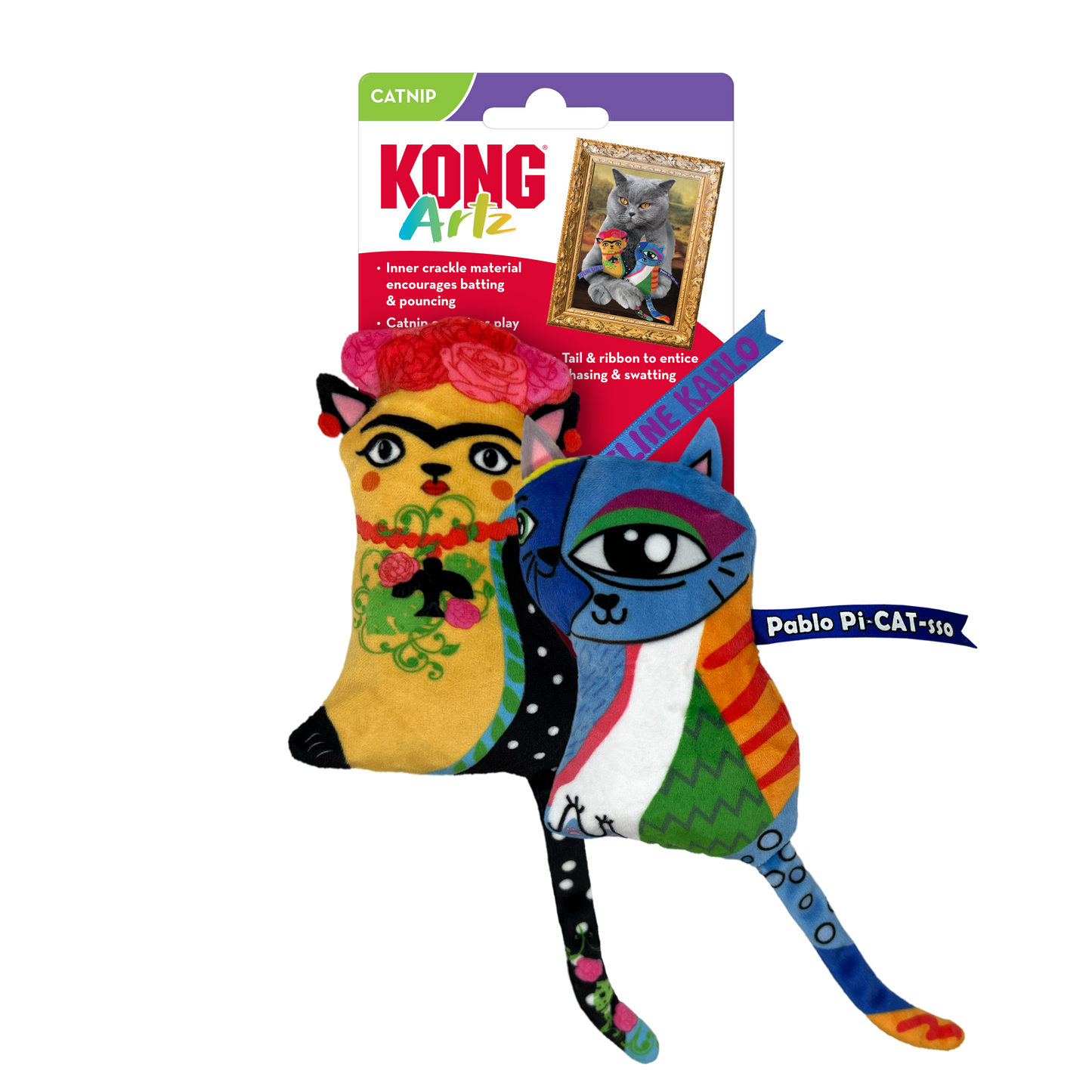 KONG Artz Catnip Cat Toy Feline Kahlo & Pablo Pi-Cat-sso 2 pk 035585530048