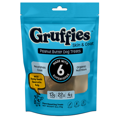 Green Gruff Gruffies Skin & Coat Dog Treats Peanut Butter 6 oz 850040220797