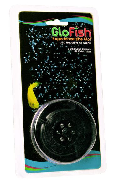 GloFish Blue LED Bubbleling Air Stone Black - Aquarium