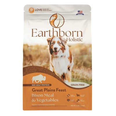 Earthborn Holistic Great Plains Feast Grain-Free Dry Dog Food Bison Meal & Vegetables 4 lb 034846540123