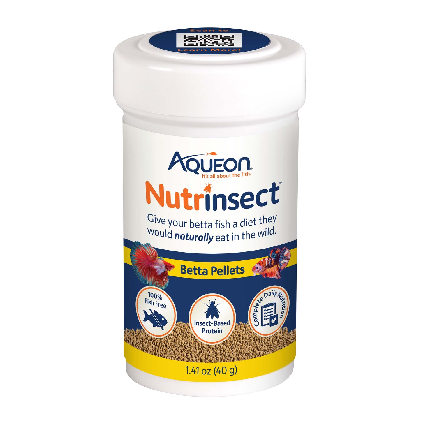 Aqueon Nutrinsect Fish-Free Fish Food Betta Pellets 1.41 oz 015905002394