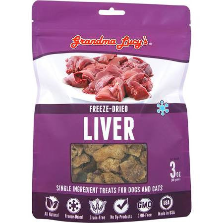 Grandma Lucy's Singles Freeze Dried Liver Single Ingredient Pet Treats-3-oz-{L+x} 884308580026