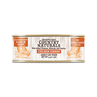 Grandma Mae’s Country Naturals Grain Free Non - GMO Cat Food Wet Chicken in Gravy 5.5oz 24pk