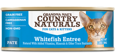 Grandma Mae’s Country Naturals Grain Free Pate Wet Cat & Kitten Food Whitefish 2.8oz 24pk