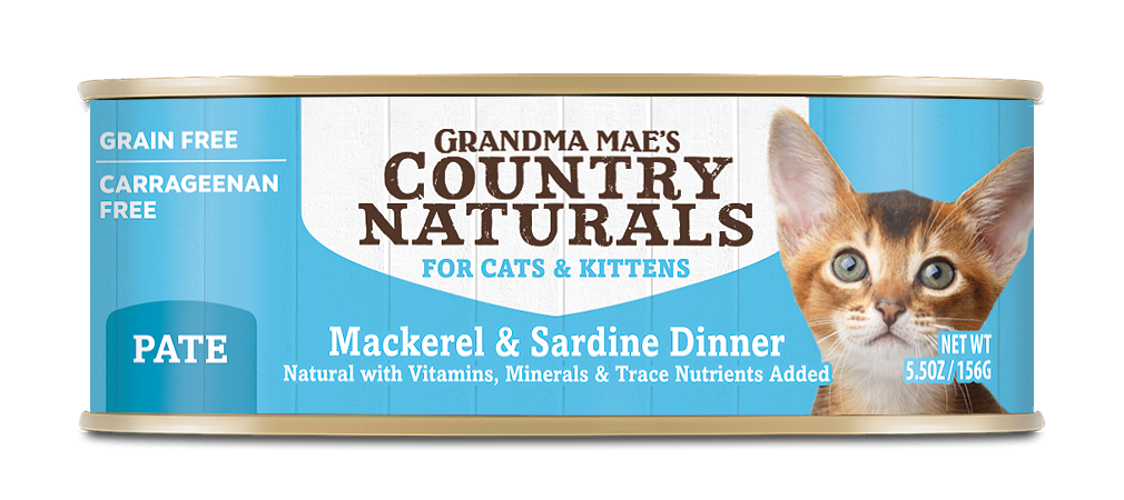 Grandma Mae's Country Naturals Grain Free Wet Cat Food Mackerel & Sardine 5.5oz 24pk