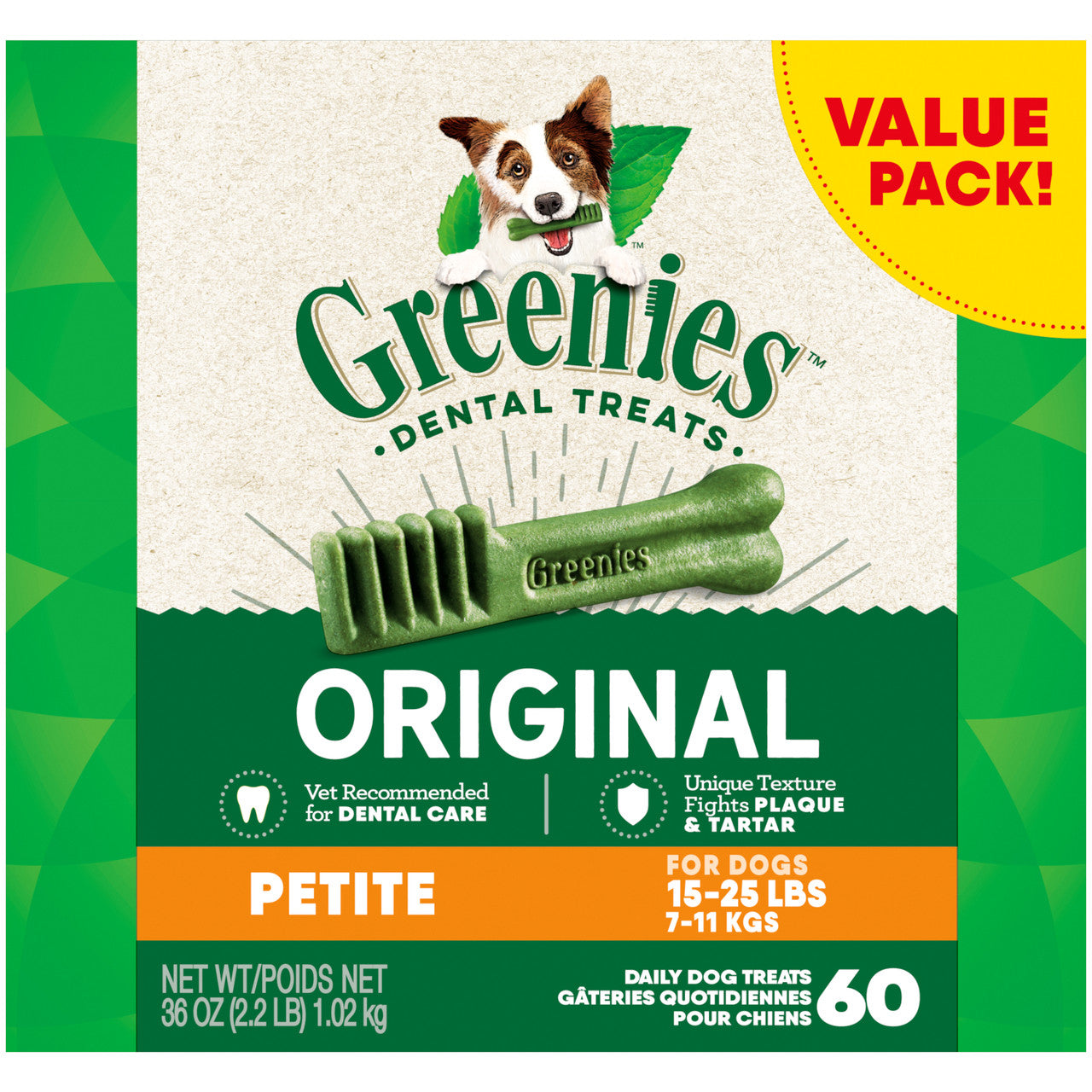 Greenies Dog Dental Treats Original 36oz 60ct Petite