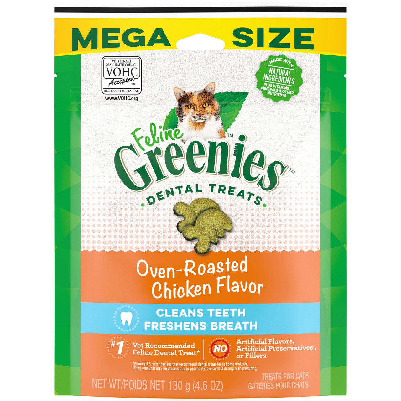 Greenies Feline Adult Cat Dental Treats Oven Roasted Chicken 4.6oz