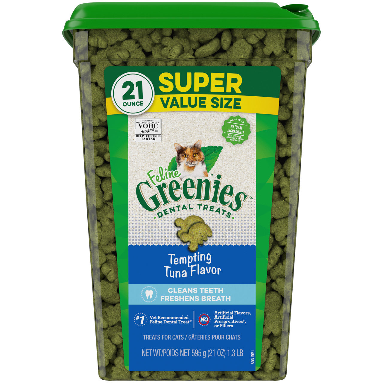 Greenies Feline Adult Cat Dental Treats Tempting Tuna 21oz