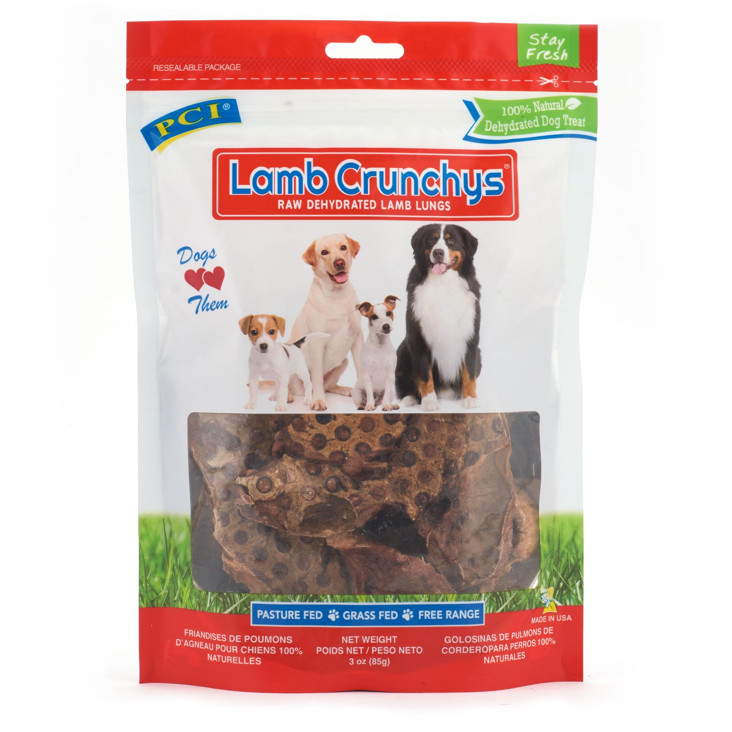 Pet Center Lamb Crunchys Dog Treat Lamb Lung 3 oz 727348200038