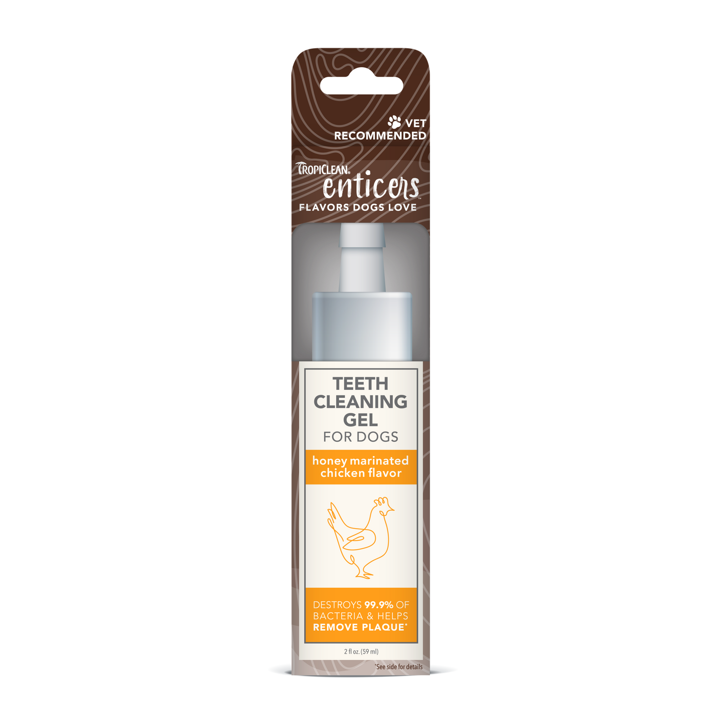 TropiClean Enticers Teeth Cleaning Gel for Dogs Honey Marinated Chicken 2 oz 645095004351