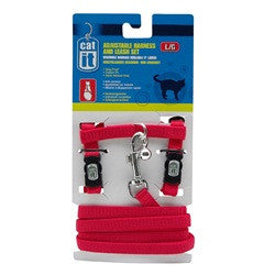 Hagen Catit Adjustable Harness And Leash Set Red Large 55381 022517553817