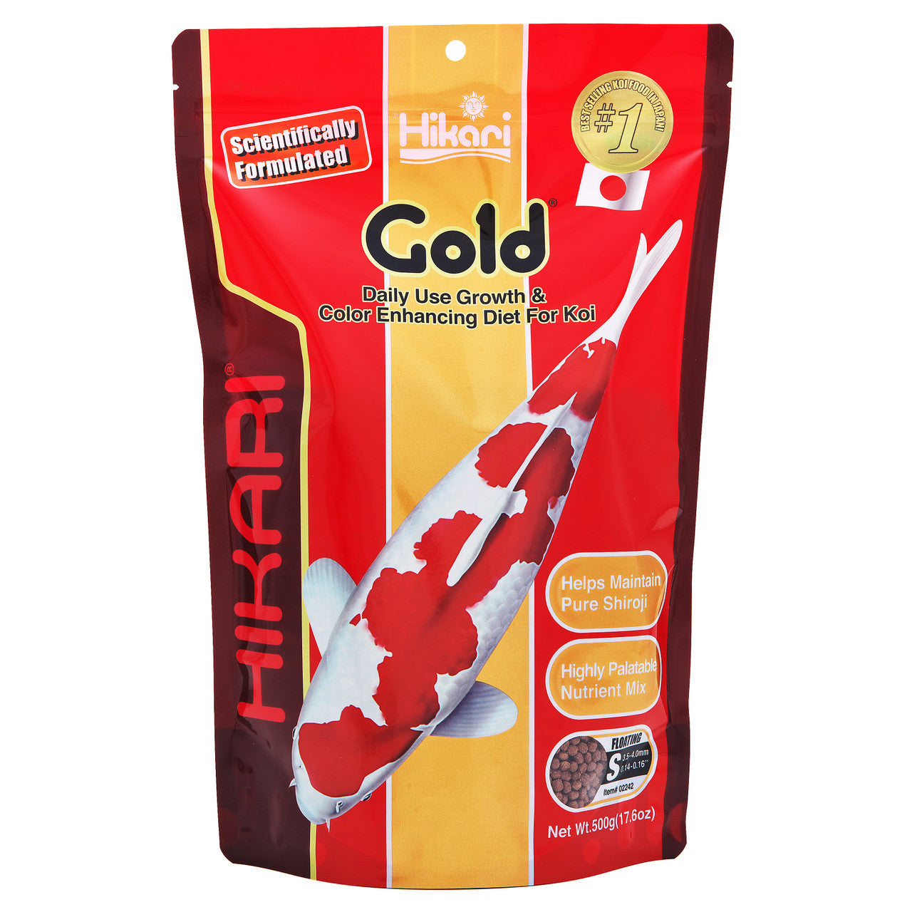 Hikari Gold Color Enhancing Pellet Fish Food for Koi and Pond Fishes 17.6oz Mini