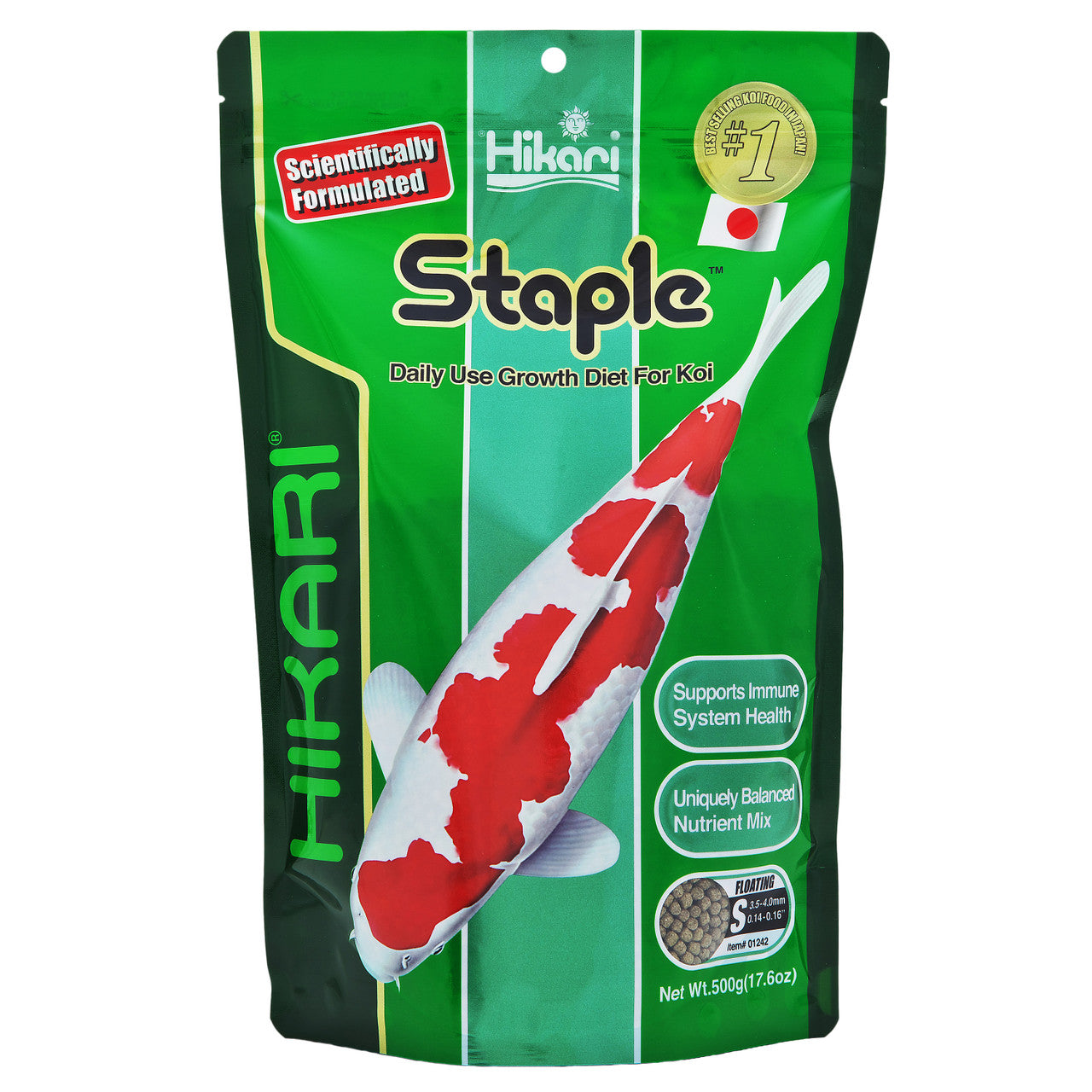 Hikari Staple Growth Formula Pellet Fish Food for Koi and Other Pond Fishes 17.6oz Mini