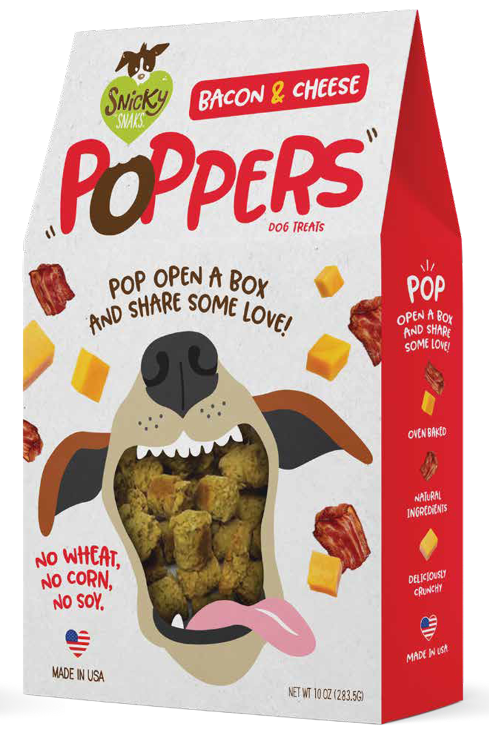 Snicky Snak Poppers Dog Treat Bacon & Cheese 10 oz 854913005016