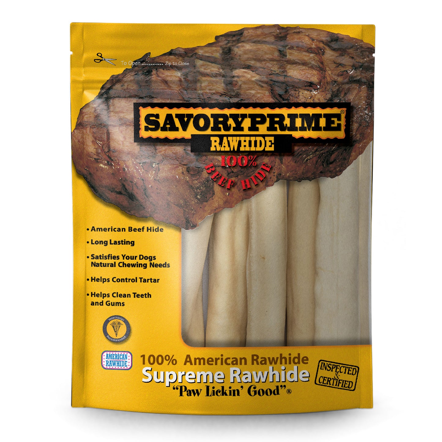 Savory Prime Supreme Rawhide Retriever Roll Natural 10 in, 8 pk 810359009926