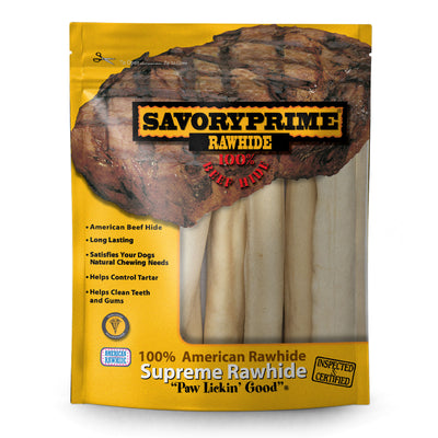 Savory Prime Supreme Rawhide Retriever Roll Natural 10 in, 8 pk 810359009926
