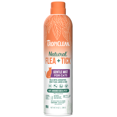 TropiClean Natural Flea & Tick Gentle Mist Spray for Cats 14 oz 645095007420