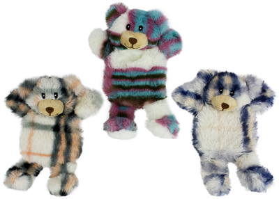 Multipet Minipet Unstuffed Berman Crinkle Bear Dog Toy Assorted Color 7 in 784369442366
