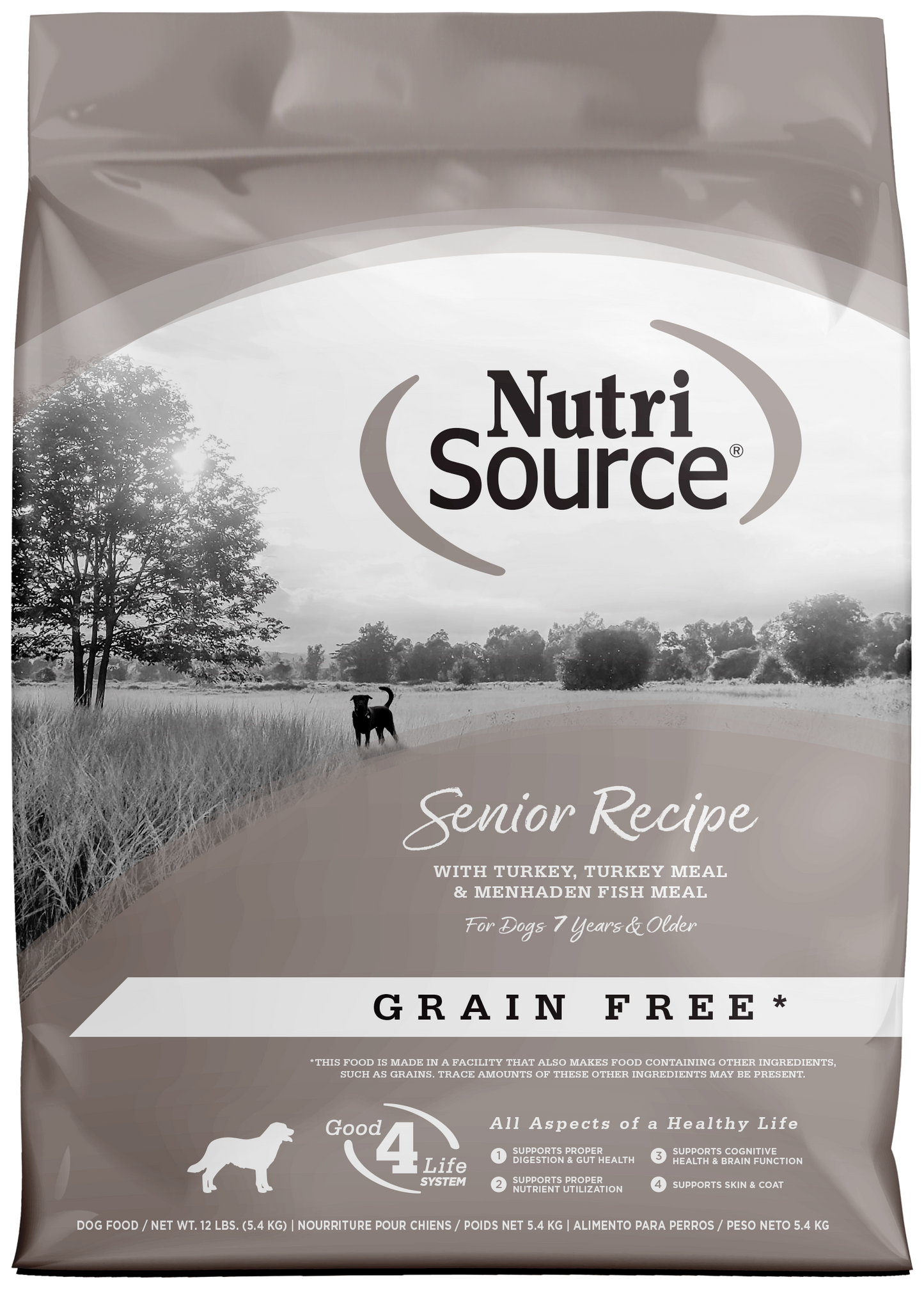 NutriSource Senior Grain Free Dry Dog Food Turkey 12 lb 073893299578