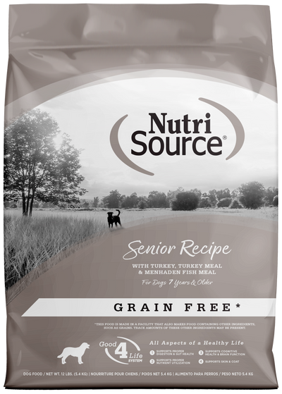NutriSource Senior Grain Free Dry Dog Food Turkey 12 lb 073893299578