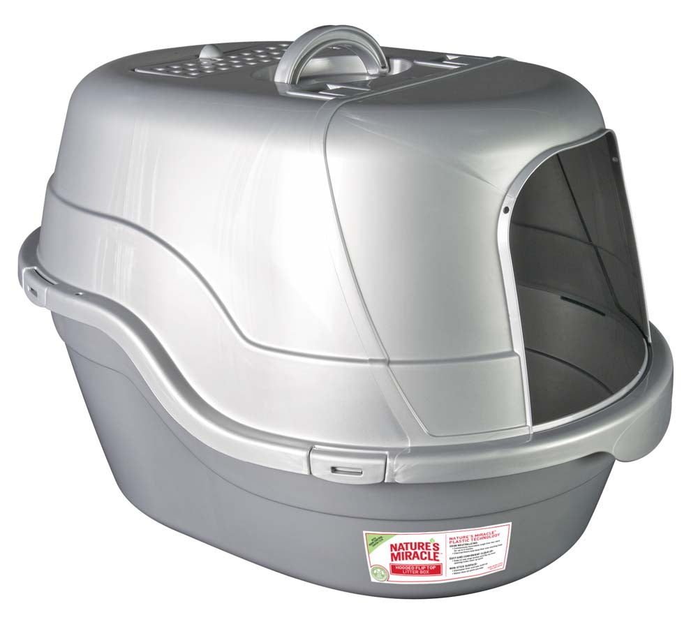 Nature's Miracle Oval Hooded Cat Litter Box Silver 018065969521