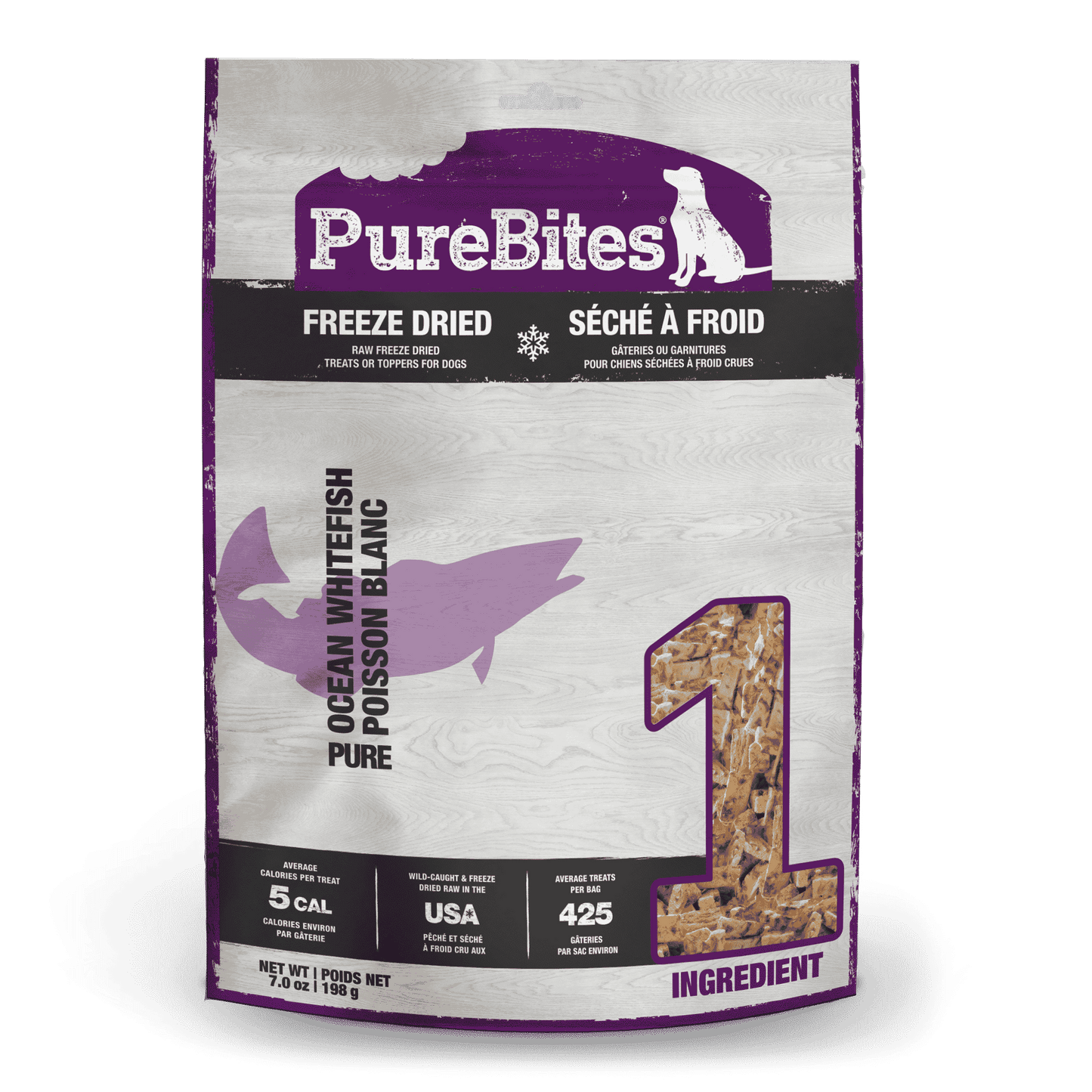 PureBites Freeze Dried Pure Dog Treats Ocean Whitefish 7 oz 878968000352