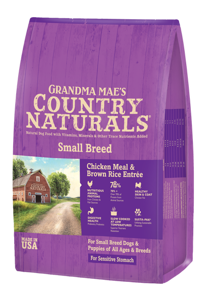 Grandma Mae's Country Naturals Small Breed Sensitive Stomach Dry Dog Food Chicken & Rice 12 lb 850042318232