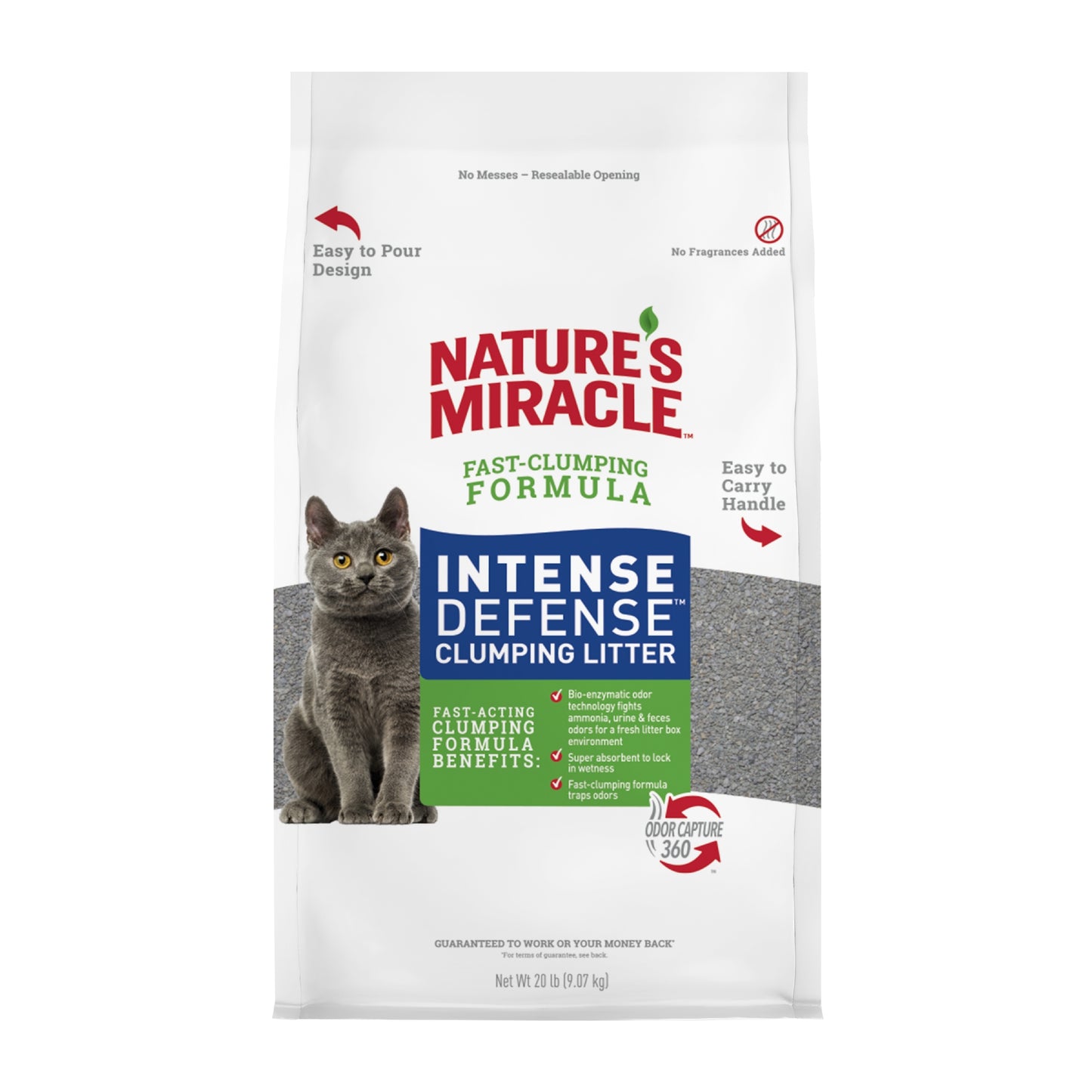 Nature's Miracle Intense Defense Clumping Cat Litter Bag 20 lb 018065284099