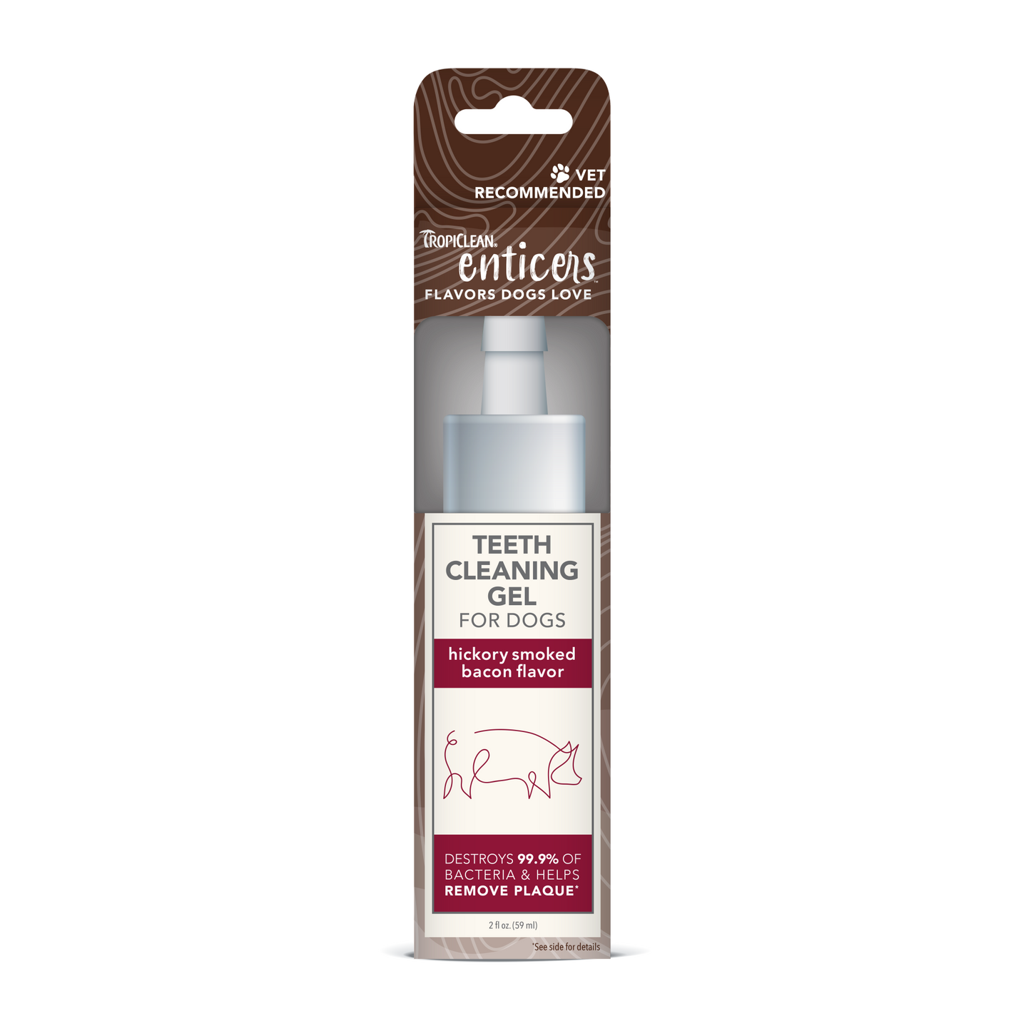 TropiClean Enticers Teeth Cleaning Gel for Dogs Hickory Smoked Bacon 2 oz 645095004481