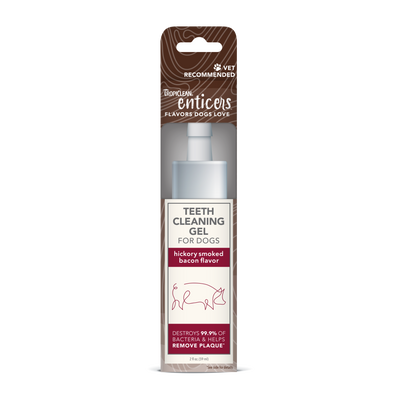 TropiClean Enticers Teeth Cleaning Gel for Dogs Hickory Smoked Bacon 2 oz 645095004481