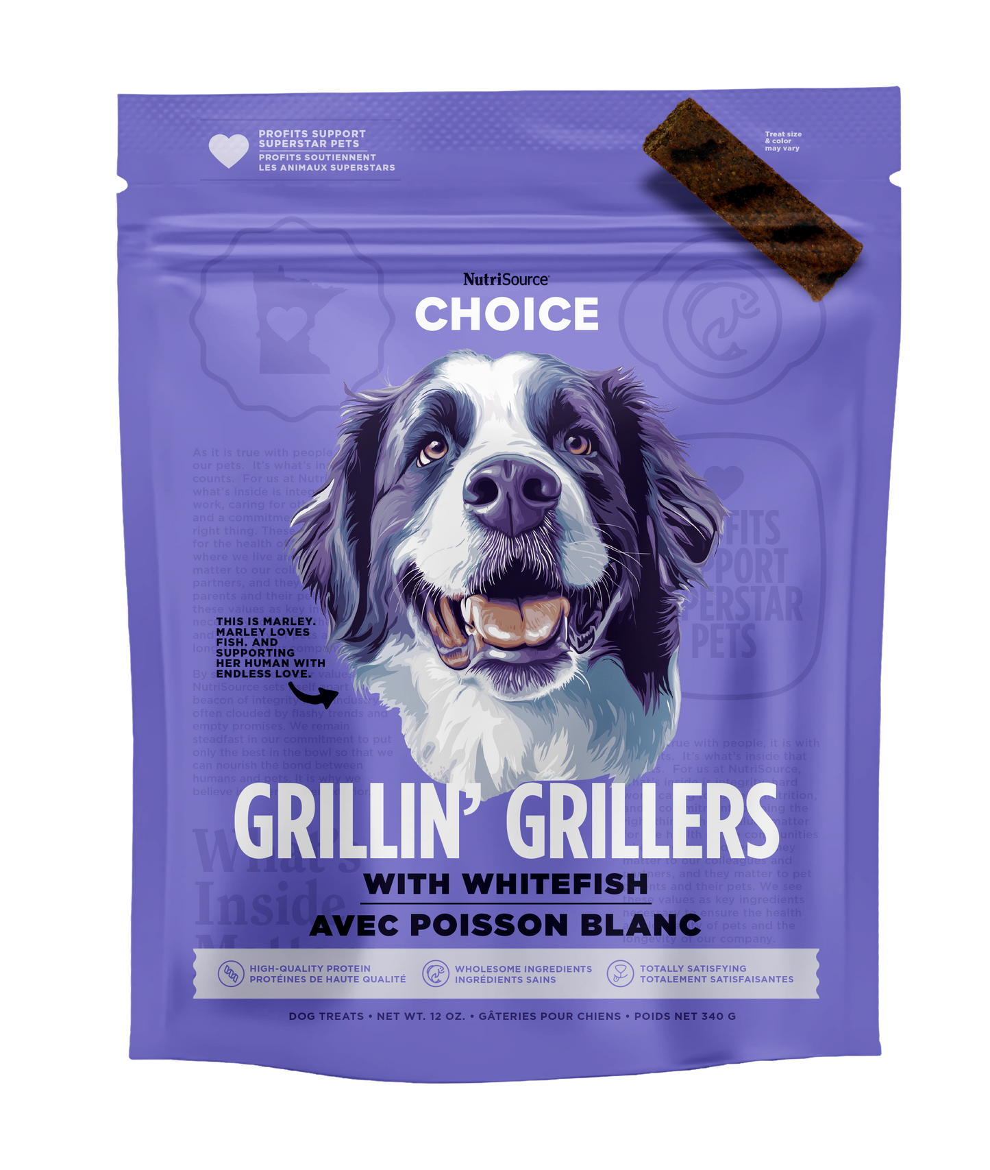 NutriSource Choice Grillin' Grillers Dog Treats Whitefish 12 oz 073893801061