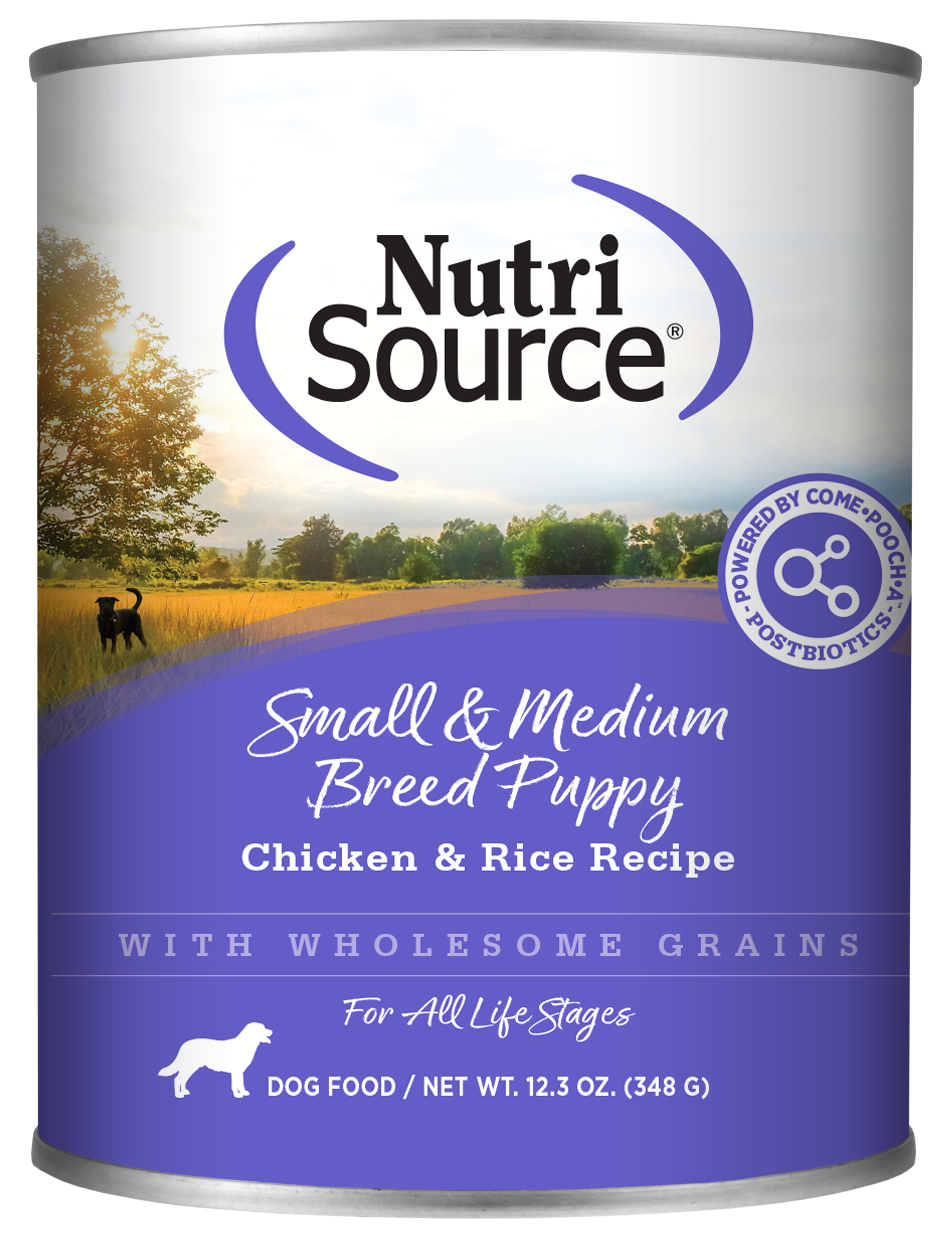 NutriSource Small & Medium Breed Puppy Canned Dog Food Chicken & Rice 12ea/12.3 oz 073893040033