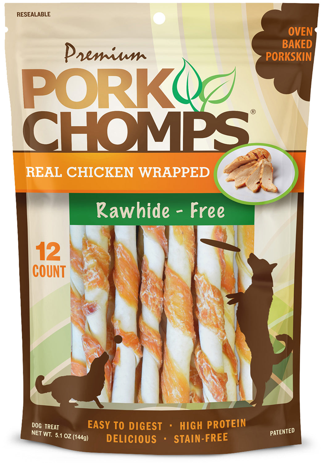 Scott Pet Pork Chomps Premium Mini Twist with Real Chicken Mini Real Chicken 12 pk 015958989994