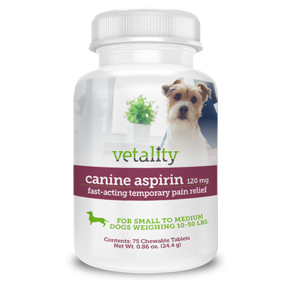 Vetality Canine Aspirin Chewable Tables 120mg 75 ct 190623300622