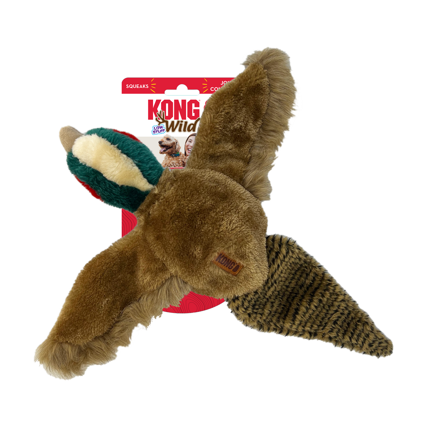 KONG Wild Low Stuff Creatures Dog Toy Pheasant Medium 035585498867