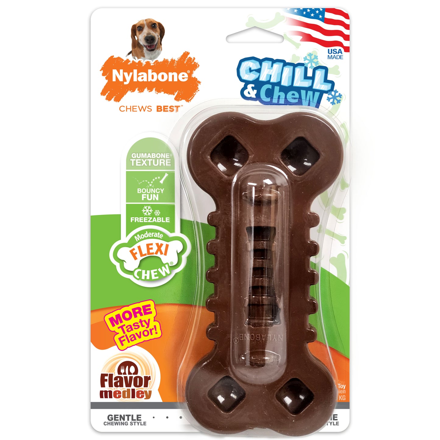 Nylabone Flexi Chew Chill & Chew Toy with Treat Pockets Flavor Medley Medium/Wolf - Up To 35 Lbs. (1 ct) 018214855729