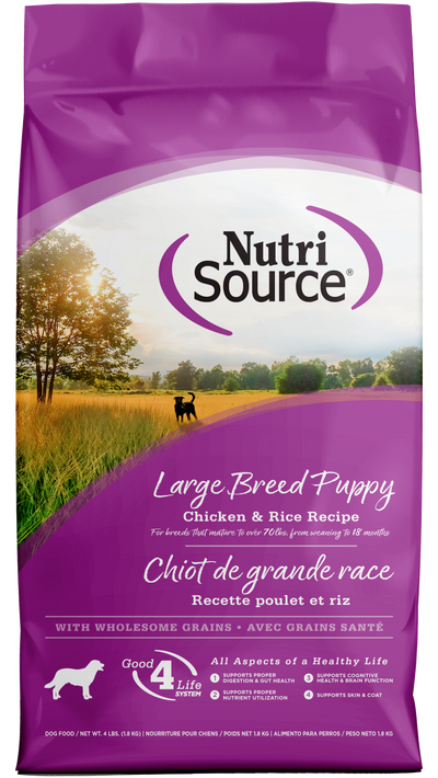 NutriSource Large Breed Puppy Dry Dog Food Chicken & Rice 4 lb 073893264064