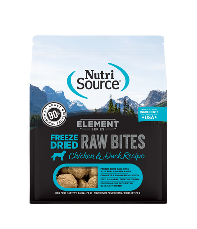 NutriSource Element Freeze Dried Raw Bites Dry Dog Food Chicken & Duck 2.5 oz 073893300809