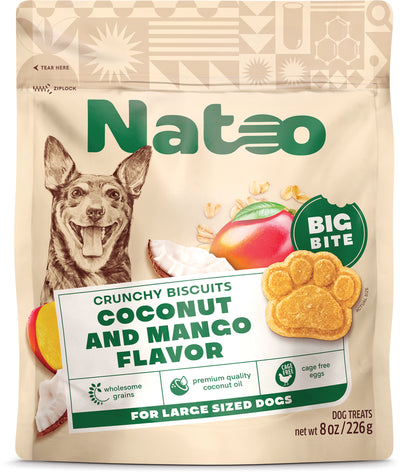 Natoo Crunchy Dog Biscuits Big Bite Coconut & Mango 8 oz 850039634024